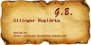 Gilinger Boglárka névjegykártya